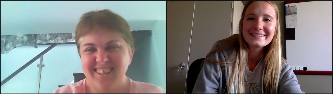 Screen Shot 2021-08-27 at 11.53.55 AM screen shot of 2 people in a virtual meeting smiling