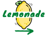 Lemonade with a lemon and an arrow pointing towards the right side