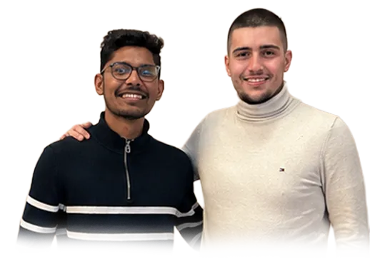 wo smiling young men who work as professionals in developmental services